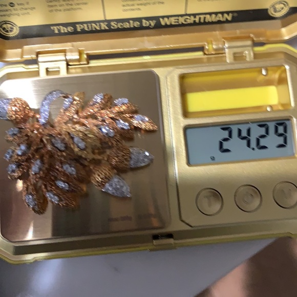 18 kt gold & diamond pin / pendant - Picture 5 of 5